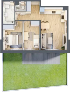 3 pokoje, mieszkanie 56,13 m², parter, oferta nr G/2, Wille Biskupin, Wrocław, Biskupin-Sępolno-Dąbie-Bartoszowice, Śródmieście, ul. Braci Gierymskich 156