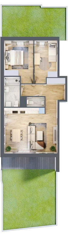 3 pokoje, mieszkanie 63,97 m², parter, oferta nr G/3, Wille Biskupin, Wrocław, Biskupin-Sępolno-Dąbie-Bartoszowice, Śródmieście, ul. Braci Gierymskich 156