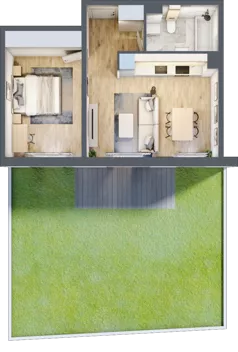 2 pokoje, mieszkanie 44,60 m², piętro 1, oferta nr I/5, Wille Biskupin, Wrocław, Biskupin-Sępolno-Dąbie-Bartoszowice, Śródmieście, ul. Braci Gierymskich 156