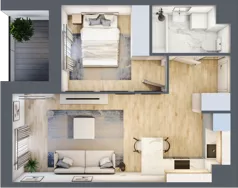 2 pokoje, mieszkanie 38,83 m², piętro 1, oferta nr E/5, Osiedle Górka Narodowa etap 5, Kraków, Prądnik Biały, Górka Narodowa, ul. Papierni Prądnickich