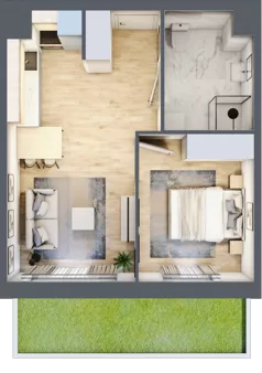 2 pokoje, mieszkanie 38,71 m², parter, oferta nr F/2, Osiedle Górka Narodowa etap 5, Kraków, Prądnik Biały, Górka Narodowa, ul. Papierni Prądnickich