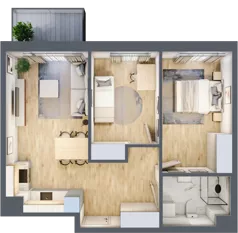3 pokoje, mieszkanie 55,95 m², piętro 1, oferta nr A/8, Apartamenty Beethovena, Warszawa, Mokotów, Sielce, ul. Dziekońskiego 4