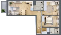 3 pokoje, mieszkanie 67,87 m², piętro 1, oferta nr A/9, Apartamenty Beethovena, Warszawa, Mokotów, Sielce, ul. Dziekońskiego 4