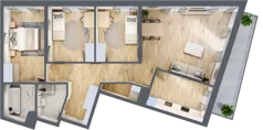 4 pokoje, mieszkanie 92,20 m², piętro 3, oferta nr A/16, Apartamenty Beethovena, Warszawa, Mokotów, Sielce, ul. Dziekońskiego 4