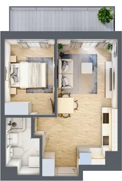 2 pokoje, mieszkanie 35,47 m², parter, oferta nr A/76, Apartamenty Beethovena, Warszawa, Mokotów, Sielce, ul. Dziekońskiego 4