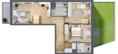 3 pokoje, mieszkanie 67,83 m², parter, oferta nr A/4, Apartamenty Beethovena, Warszawa, Mokotów, Sielce, ul. Dziekońskiego 4