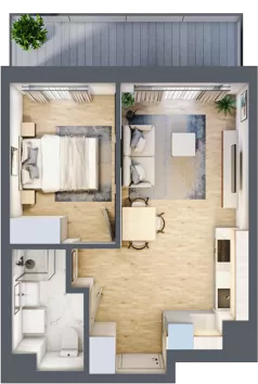 2 pokoje, mieszkanie 35,47 m², parter, oferta nr A/46, Apartamenty Beethovena, Warszawa, Mokotów, Sielce, ul. Dziekońskiego 4