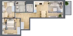 3 pokoje, mieszkanie 58,30 m², piętro 1, oferta nr A/50, Apartamenty Beethovena, Warszawa, Mokotów, Sielce, ul. Dziekońskiego 4