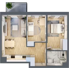 3 pokoje, mieszkanie 55,01 m², piętro 1, oferta nr A/31, Apartamenty Beethovena, Warszawa, Mokotów, Sielce, ul. Dziekońskiego 4