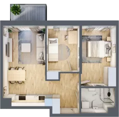 3 pokoje, mieszkanie 55,01 m², piętro 2, oferta nr A/34, Apartamenty Beethovena, Warszawa, Mokotów, Sielce, ul. Dziekońskiego 4