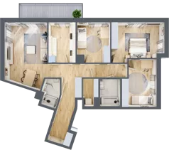 4 pokoje, mieszkanie 99,41 m², piętro 1, oferta nr A/5, Apartamenty Beethovena, Warszawa, Mokotów, Sielce, ul. Dziekońskiego 4