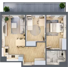 3 pokoje, mieszkanie 55,70 m², parter, oferta nr A/3, Apartamenty Beethovena, Warszawa, Mokotów, Sielce, ul. Dziekońskiego 4