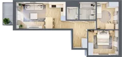 3 pokoje, mieszkanie 57,52 m², piętro 2, oferta nr B/39, Apartamenty Beethovena, Warszawa, Mokotów, Sielce, ul. Dziekońskiego 4