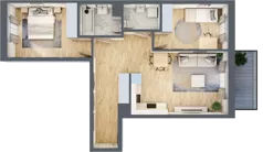3 pokoje, mieszkanie 65,39 m², piętro 4, oferta nr B/62, Apartamenty Beethovena, Warszawa, Mokotów, Sielce, ul. Dziekońskiego 4