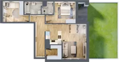 3 pokoje, mieszkanie 73,67 m², parter, oferta nr B/52, Apartamenty Beethovena, Warszawa, Mokotów, Sielce, ul. Dziekońskiego 4