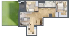 3 pokoje, mieszkanie 67,57 m², parter, oferta nr B/4, Apartamenty Beethovena, Warszawa, Mokotów, Sielce, ul. Dziekońskiego 4