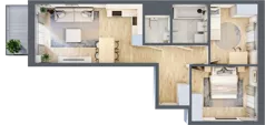 3 pokoje, mieszkanie 57,52 m², piętro 1, oferta nr B/35, Apartamenty Beethovena, Warszawa, Mokotów, Sielce, ul. Dziekońskiego 4