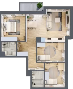 4 pokoje, mieszkanie 79,74 m², piętro 1, oferta nr B/54, Apartamenty Beethovena, Warszawa, Mokotów, Sielce, ul. Dziekońskiego 4