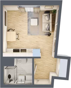 1 pokój, mieszkanie 26,55 m², piętro 2, oferta nr B/14, Apartamenty Beethovena, Warszawa, Mokotów, Sielce, ul. Dziekońskiego 4