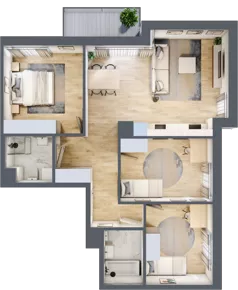 4 pokoje, mieszkanie 79,74 m², piętro 2, oferta nr B/57, Apartamenty Beethovena, Warszawa, Mokotów, Sielce, ul. Dziekońskiego 4