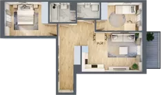 3 pokoje, mieszkanie 65,39 m², piętro 1, oferta nr B/53, Apartamenty Beethovena, Warszawa, Mokotów, Sielce, ul. Dziekońskiego 4