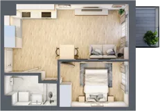 2 pokoje, mieszkanie 36,66 m², piętro 1, oferta nr C/11, Apartamenty Beethovena, Warszawa, Mokotów, Sielce, ul. Dziekońskiego 4