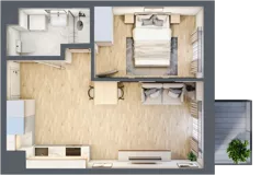 2 pokoje, mieszkanie 36,66 m², piętro 1, oferta nr C/10, Apartamenty Beethovena, Warszawa, Mokotów, Sielce, ul. Dziekońskiego 4