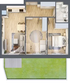 2 pokoje, mieszkanie 59,02 m², parter, oferta nr B/3, Apartamenty nad Oławką 2, Wrocław, Przedmieście Oławskie, Krzyki, ul. Krakowska 98a