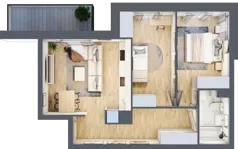 3 pokoje, mieszkanie 53,75 m², piętro 1, oferta nr B/32, Apartamenty nad Oławką 2, Wrocław, Przedmieście Oławskie, Krzyki, ul. Krakowska 98a