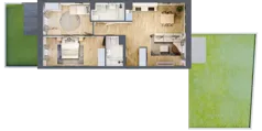 3 pokoje, mieszkanie 67,42 m², parter, oferta nr B/1, Apartamenty nad Oławką 2, Wrocław, Przedmieście Oławskie, Krzyki, ul. Krakowska 98a