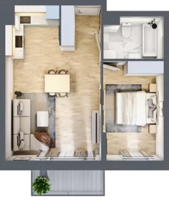 2 pokoje, mieszkanie 45,88 m², piętro 3, oferta nr B/124, Apartamenty nad Oławką 2, Wrocław, Przedmieście Oławskie, Krzyki, ul. Krakowska 98a