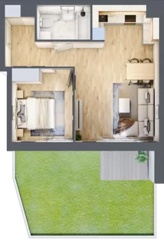 2 pokoje, mieszkanie 46,20 m², parter, oferta nr B/31, Apartamenty nad Oławką 2, Wrocław, Przedmieście Oławskie, Krzyki, ul. Krakowska 98a