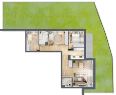 4 pokoje, mieszkanie 90,30 m², parter, oferta nr B/56, Apartamenty nad Oławką 2, Wrocław, Przedmieście Oławskie, Krzyki, ul. Krakowska 98a
