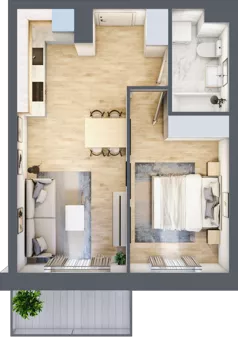 2 pokoje, mieszkanie 38,83 m², piętro 6, oferta nr B/25, Apartamenty nad Oławką 2, Wrocław, Przedmieście Oławskie, Krzyki, ul. Krakowska 98a