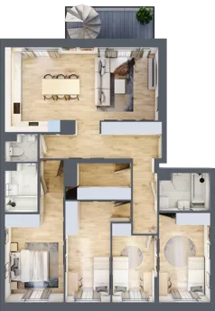 5 pokoi, mieszkanie 107,22 m², piętro 6, oferta nr B/136, Apartamenty nad Oławką 2, Wrocław, Przedmieście Oławskie, Krzyki, ul. Krakowska 98a