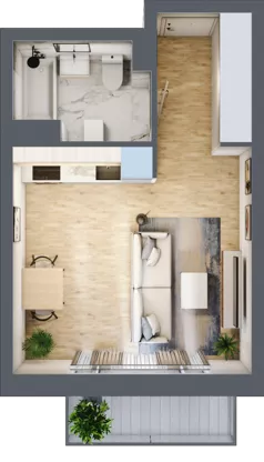 1 pokój, mieszkanie 28,97 m², piętro 3, oferta nr B/98, Apartamenty nad Oławką 2, Wrocław, Przedmieście Oławskie, Krzyki, ul. Krakowska 98a