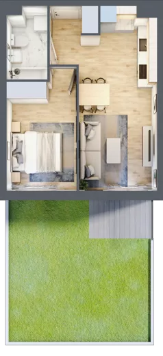 2 pokoje, mieszkanie 37,23 m², parter, oferta nr A/2, Hubska 100 etap 2, Wrocław, Huby, Krzyki, ul. Hubska 100