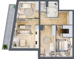 4 pokoje, mieszkanie 77,71 m², piętro 1, oferta nr A/15, Hubska 100 etap 2, Wrocław, Huby, Krzyki, ul. Hubska 100