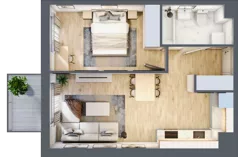 2 pokoje, mieszkanie 42,59 m², piętro 6, oferta nr D/38, Osiedle Rapsodia 2, Wrocław, Karłowice-Różanka, Różanka, ul. Wołowska 5