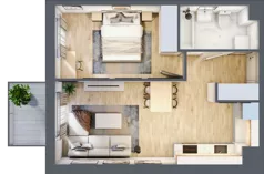 2 pokoje, mieszkanie 42,59 m², piętro 1, oferta nr D/8, Osiedle Rapsodia 2, Wrocław, Karłowice-Różanka, Różanka, ul. Wołowska 5