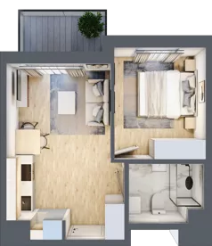 2 pokoje, mieszkanie 32,57 m², piętro 2, oferta nr A/95, Metro Zachód 8 bud. A, C, Warszawa, Bemowo, Chrzanów, ul. Szeligowska