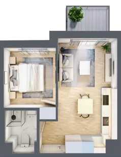 2 pokoje, mieszkanie 31,86 m², piętro 2, oferta nr A/28, Metro Zachód 8 bud. A, C, Warszawa, Bemowo, Chrzanów, ul. Szeligowska