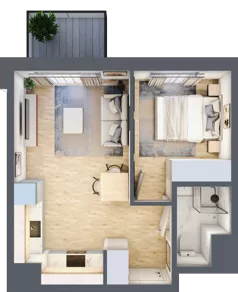 2 pokoje, mieszkanie 33,44 m², piętro 1, oferta nr C/57, Metro Zachód 8 bud. A, C, Warszawa, Bemowo, Chrzanów, ul. Szeligowska