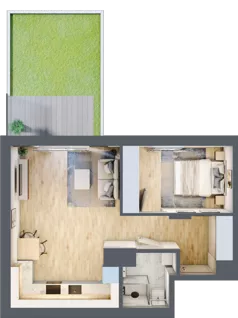 2 pokoje, mieszkanie 43,51 m², parter, oferta nr C/1, Metro Zachód 8 bud. A, C, Warszawa, Bemowo, Chrzanów, ul. Szeligowska