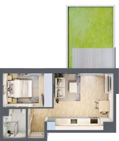 2 pokoje, mieszkanie 33,44 m², piętro 1, oferta nr C/57, Metro Zachód 8 bud. A, C, Warszawa, Bemowo, Chrzanów, ul. Szeligowska