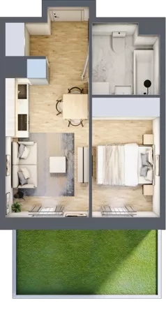 2 pokoje, mieszkanie 29,63 m², parter, oferta nr F/31, Apartamenty Park Matecznego bud. F i G, Kraków, Podgórze, Mateczny, ul. Rydlówka / Nowoorawska