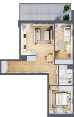 3 pokoje, apartament 59,51 m², piętro 2, oferta nr F/55, Apartamenty Park Matecznego bud. F i G, Kraków, Podgórze, Mateczny, ul. Rydlówka / Nowoorawska