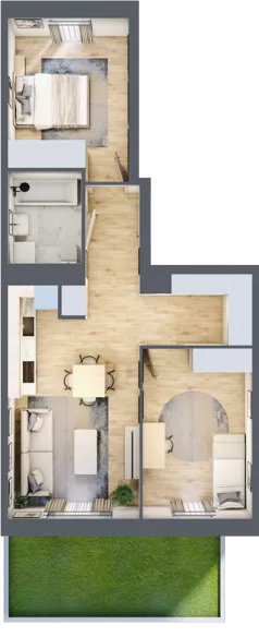 3 pokoje, mieszkanie 56,57 m², parter, oferta nr F/32, Apartamenty Park Matecznego bud. F i G, Kraków, Podgórze, Mateczny, ul. Rydlówka / Nowoorawska