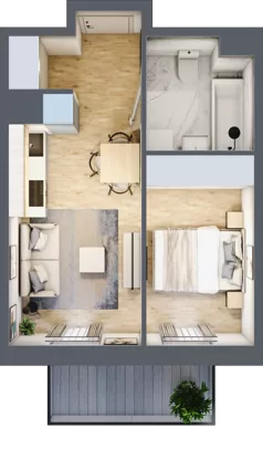2 pokoje, mieszkanie 30,38 m², piętro 1, oferta nr F/34, Apartamenty Park Matecznego bud. F i G, Kraków, Podgórze, Mateczny, ul. Rydlówka / Nowoorawska