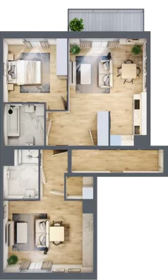 3 pokoje, apartament 81,14 m², piętro 1, oferta nr F/19, Apartamenty Park Matecznego bud. F i G, Kraków, Podgórze, Mateczny, ul. Rydlówka / Nowoorawska